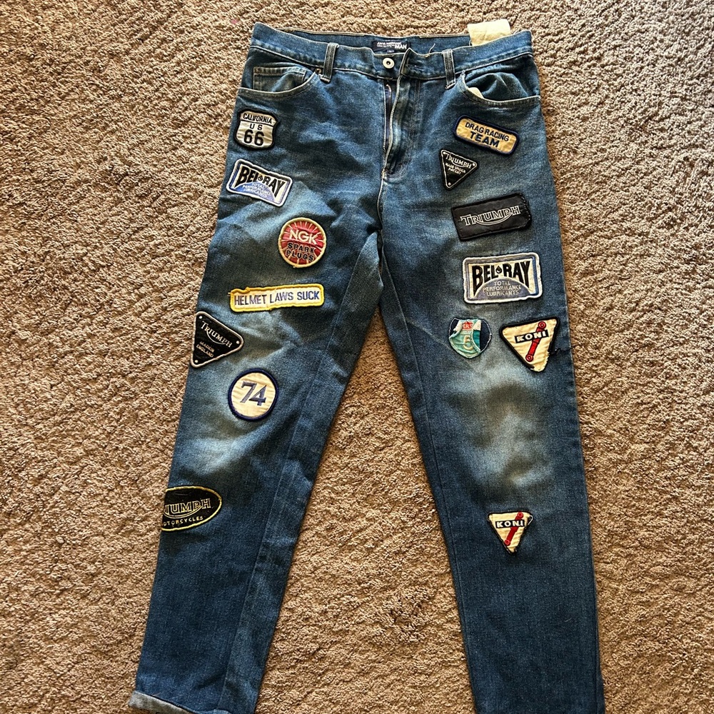 Comme des garçons x Junya Watanabe men’s Blue Jeans with Patches